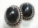 Black Banded Natural Stone & Silver Tone Earrings