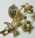 Damascene Floral and Pearl Brooch