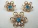 Dainty Vintage Blue Clear Flower Pink Gold Tone Pin & Ears