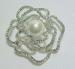 Outline Floral Rhinestone and Pearl Brooch