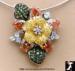 Floral Cubic Zirconia Sterling Silver Pendant & Omega Chain
