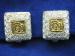 Dainty Square Pavee� Clear Rhinestones & Gold Tone  Earrings