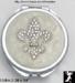 Pill Box: Jeweled Rhinestone Fleur D' Lis Pill Box White