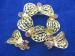 Dainty Gold Tone Filigree-Purple Rhinestone SET Brooch/Ears