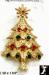 Christmas Tree Pin: Red Green Rhinestone Christmas Tree Pin