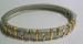 Sleek Silver and Gold Bangle Bracelet - Rhinestones