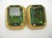 Big Green Emerald Cut Rhinestone & Gold Tone Earrings