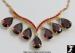 Cubic Zirconia Necklace Earrings Set Ruby Red Color CZ
