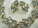 Vintage Blue & Clear Rhinestone Gold Tone Bracelet- Earrings