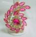 Bright Pink Swirl Rhinestone Brooch