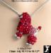 4Poodle Pendant Necklace: Rhinestone Poodle Necklace Red