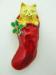 Cute Cat in Red Enamel Boot Christmas Brooch/Pin