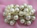 Faux Pearls & Rhinestone Rondells Silver Tone Earrings