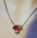 Silver Pendant Necklace - Amber Rhinestone