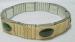 Stainless Steel, Goldtone Bracelet With Green Cabochons
