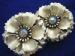 Big Signed Coro Flower Earrings Silver Tone/Aurora Borealis