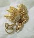 Beautiful Floral Goldtone and Rhinestone Brooch