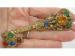 Big Vintage Ornate Brass & Cabochon Key Brooch/Pin