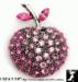 Apple Pin: Shades Pink Rhinestone Apple Pin | Apple Brooch