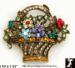 Basket Pin: Multicolor Rhinestone Flower Basket Pin Brooch
