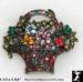 Basket Pin: Multicolor Rhinestone Flower Basket Pin Brooch '