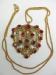 Czech Style Pendant/Necklace Red Rhines Antique Gold Gilt