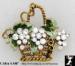 Basket Pin: Rhinestone Grapes Basket Pin, Basket Brooch GT