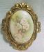 Porcelain Floral Hand Painted Brooch - Signed