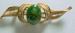 Gold Filled Jade Filigree Brooch