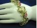 Gold Tone Pink/Clear Rhinestone Vintage Coro Style Bracelet