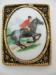 Horse & Rider on Ceramic Gold Tone Brooch/Pin