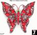 Butterfly Pin: Red Swarovski Rhinestone Butterfly Pin Brooch
