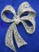 Big Silver Tone Marcasite & Cut Work Bow Brooch/Pin