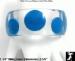 Lucite Bangle Bracelet: Clear Lucite Blue Polka Dot Bangle
