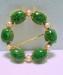 Gold Filled Jade and Pearl Circle Brooch