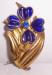Beautiful Vintage Cobalt Blue Glass Floral Brooch