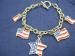 Enamel Charms American Flags Silver Tone Toggle Bracelet