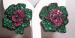 Pave Set Green and Pink Rhinestone Floral Earrings