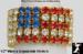Patriotic American Flag Rhinestone Stretch Ring Gold Tone