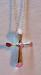 Sterling and Pink Enamel Cross Necklace