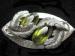 Classy Silver Tone Olivine Rhinestone & Feather Brooch/Pin