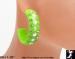 Lime Green Plastic Rhinestone Half Hoop Earrings AB Mint RS