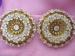 Big White Enamel Clear Rhinestone Gold Tone Flower Earrings