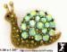 Snail Pin: Aurora Borealis Rhinestone Snail Brooch Pin '