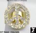 Rhinestone Peace Sign Ring Gold Tone: Peace Sign Jewelry