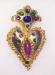 Large Golden Heart With Purple and Blue Rhinestones