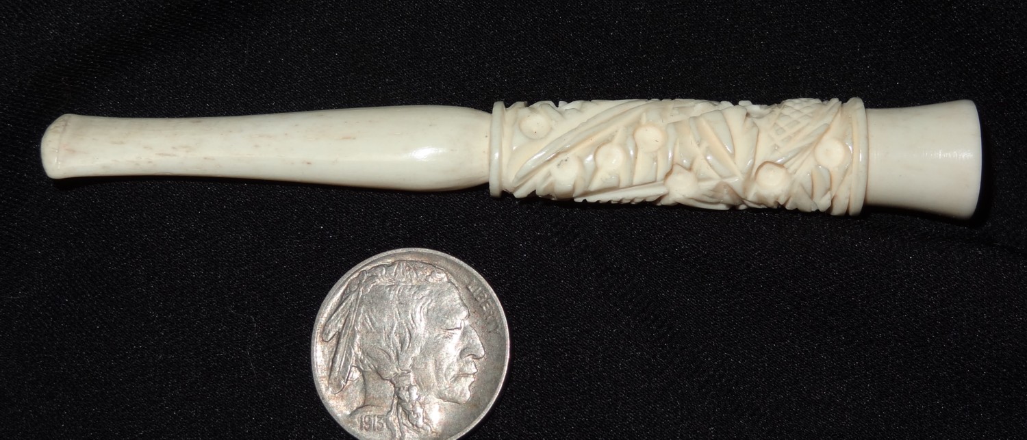 vintage ivory cigarette holder OLD ANTIQUE HAND CARVED IVORY CIGARETTE HOLDER