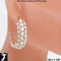 Clear Lucite Rhinestone Half Hoop Earrings Plastic Earrings Antique Collectible Exchange
